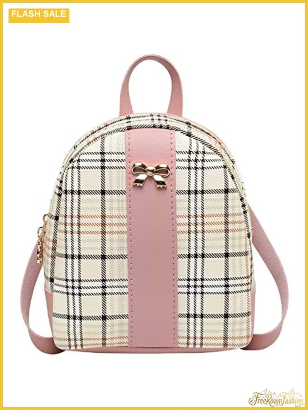 NUWA Plaid Mini Backpack Purse Cute Bow Lightweight 2-in-1 Crossbody Bag for